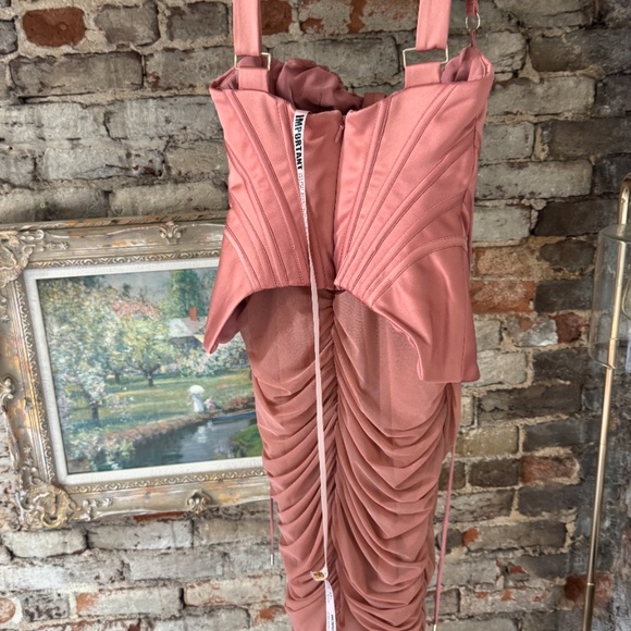House of CB Tayla Antique Rose Corset Midi Dress - Picture 9 of 10
